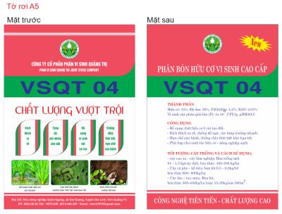 Phân bón hữu cơ vi sinh VSQT 04 (mã số phân bón 20928)