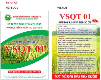 Phân bón hữu cơ vi sinh VSQT 01 (mã số phân bón 20926)